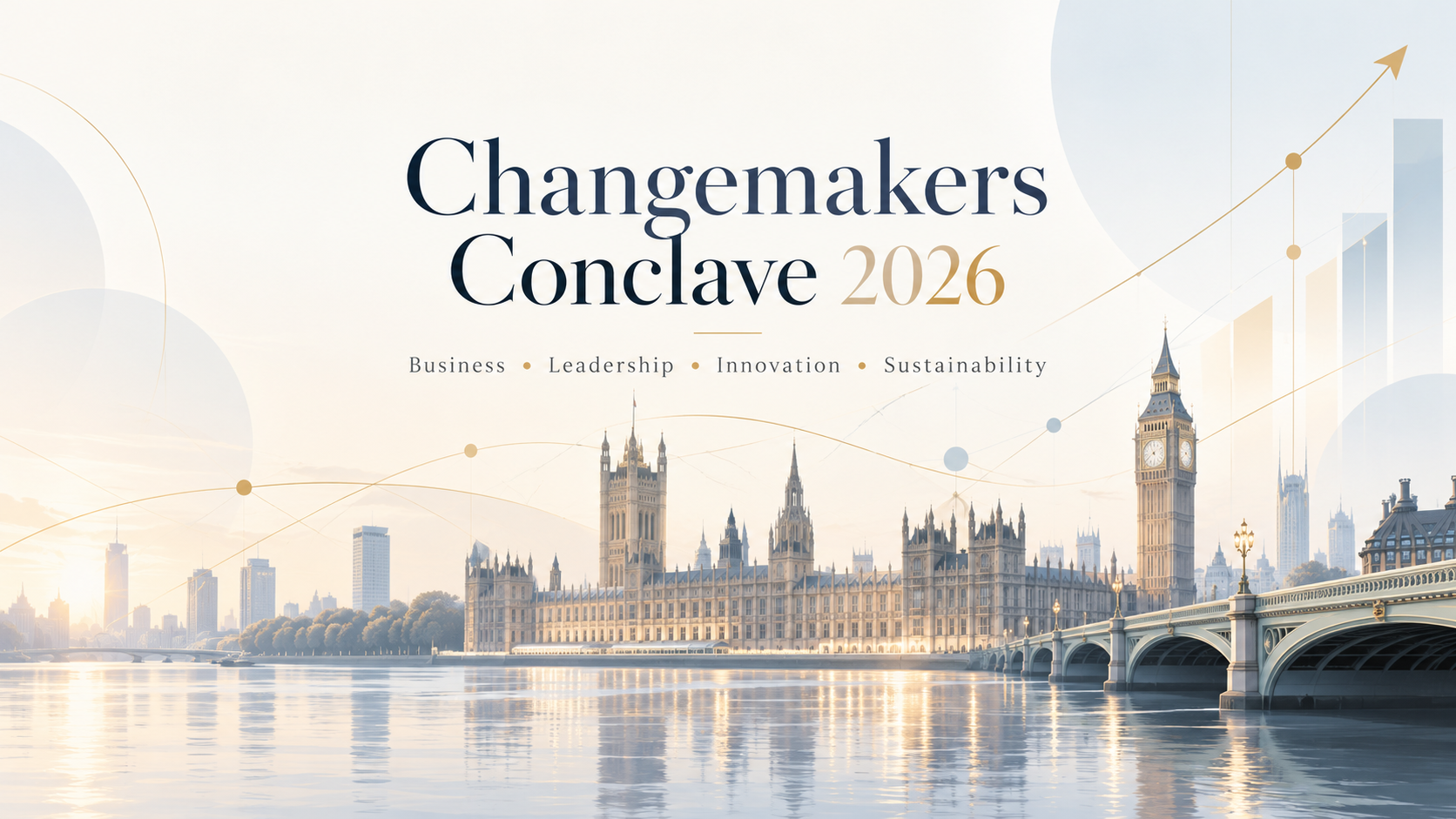 Changemakers Conclave 2026 editorial artwork showing Westminster, London and a rising progress motif